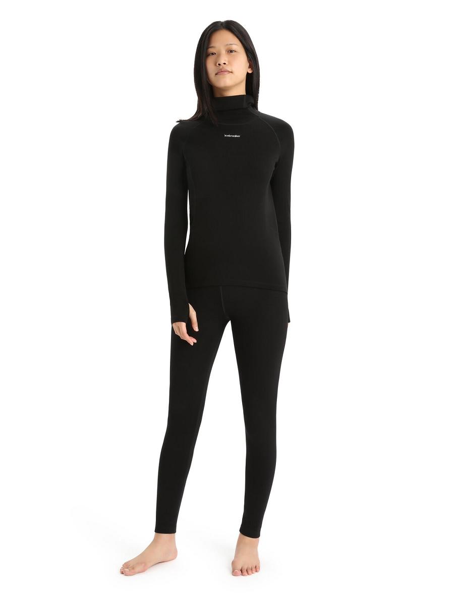 Black Icebreaker MerinoFine™ Long Sleeve Roll Neck Women's Base Layers | AU 1896XYUF